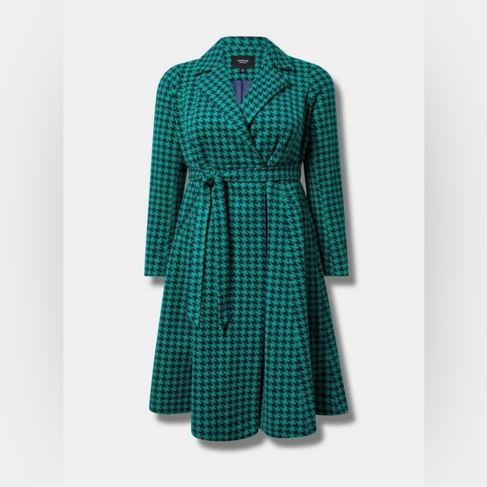 Torrid Size 6 Plus Size 6X 30 Softest Tie-front Houndstooth Coat